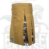 Khaki and Urban Camo Hybrid Utility Kilt with Front Pocket – Premium Tactical Scottish-Inspired Wear